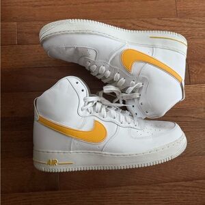 White and Yellow High-Top Sneakers